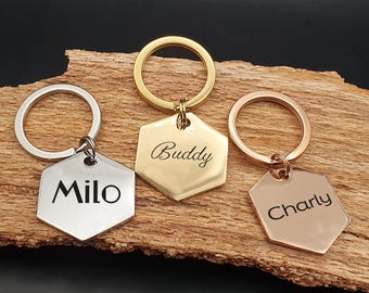 Dog Tag Stainless Steel Engraved Hexagon 26x30 mm - 1x1.2 in
