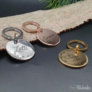 Dog tags stainless steel engraved with frame personalized different designs, sizes and colors - with name and phone number