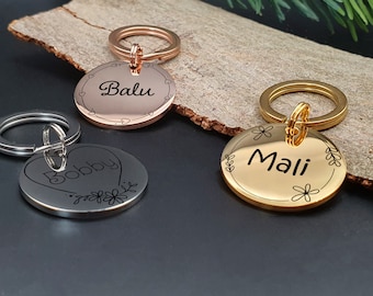 Dog tags stainless steel engraved with frame personalized different designs, sizes and colors - with name and phone number