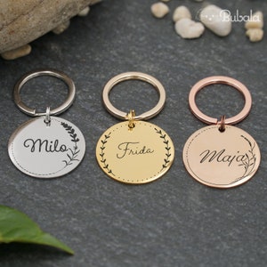 Dog tags stainless steel engraved with frame personalized different designs, sizes and colors - with name and phone number