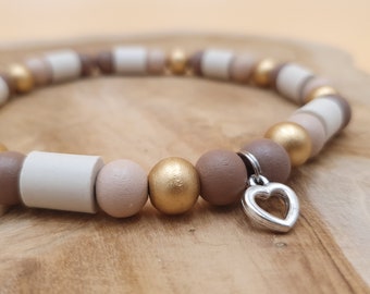 Collier de pipes en céramique EM pour chiens et chats. Protection naturelle contre les tiques avec perles et pendentif en bois marron et doré