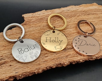 Dog Tag Stainless Steel Engraved personalized different designs, sizes and colors - with name and phone number