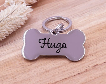 Dog Tag Stainless Steel Engraved Bone differnt sizes and colors