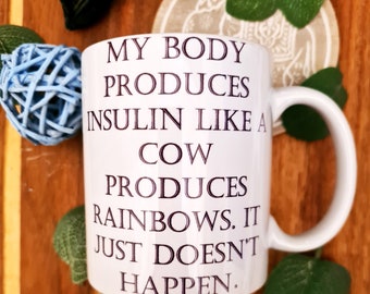 Funny Diabetes Cup Type 1 Diabetes Awareness Cup Diabetes Mug Type 1 Diabetes Gift Pancreas Like A Cow Funny Diabetes Gift