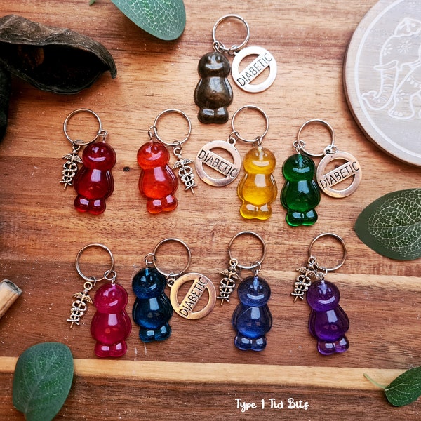 Diabetic Keyring Key Chain Medical Alert Diabetes Gift Type 1 Diabetic Personalised Diaversary Sparkling Resin