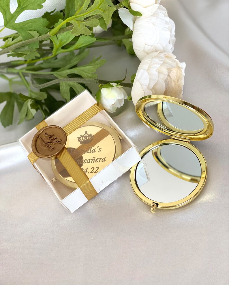 Personalized Compact Mirror Gifts Quinceañera Favors Sweet Etsy