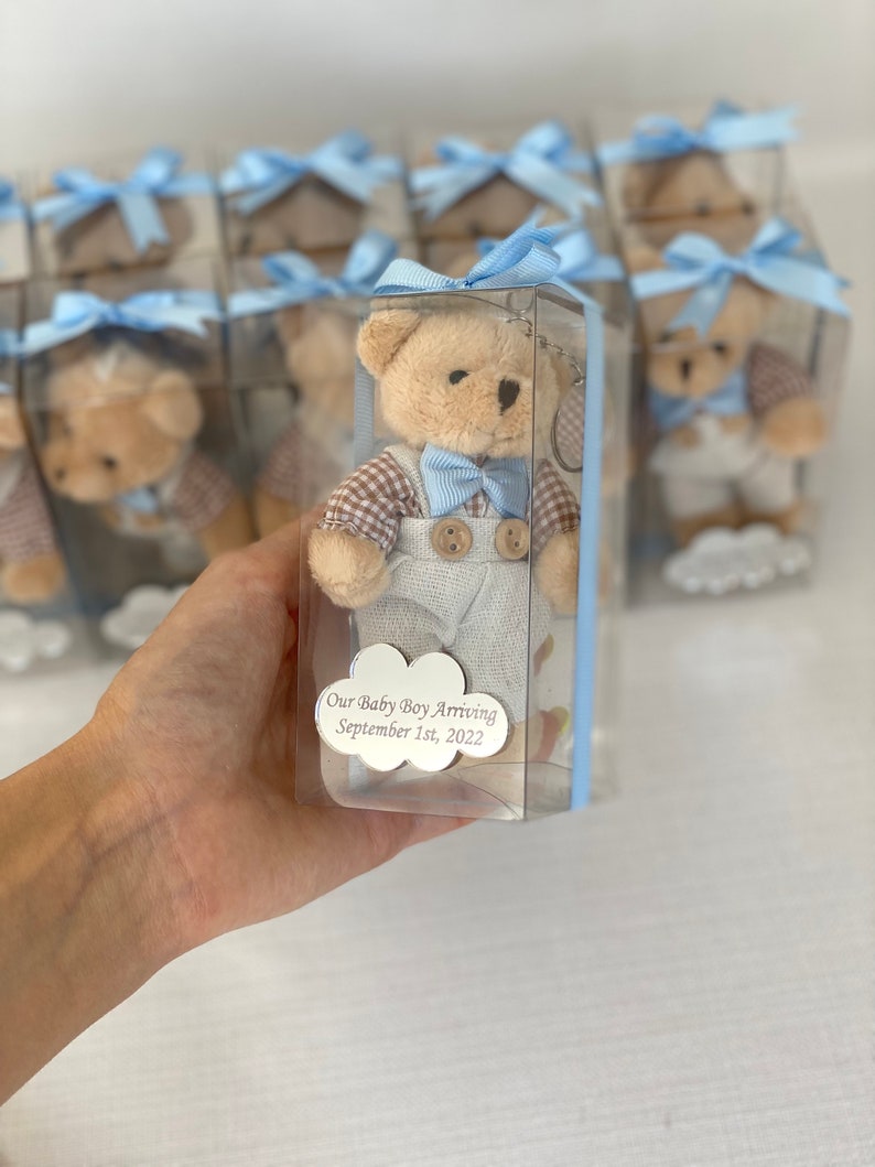 Custom Teddy Bear Baby Shower Favors Teddy Bear Keychain Etsy