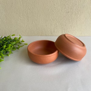 Terracotta pots, soup yogurt dessert, unglazed clay, 100% natural reusable unglazed. Cookware.