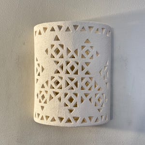 Large Clay wall sconce, Egyptian handmade terracotta wall sconce, off white wall wall lights, terracotta.