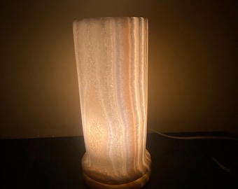 alabaster table lamp, alabaster floor lamp, unique lamp, natural stone lamp, marble lamp, Egyptian handmade alabaster lamp.
