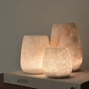 Egyptian white Alabaster, Tealight Tear Drop Shape, Alabaster candle holder, Alabaster stone.