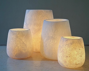 Candle holder stone! alabaster Handcrafted Candle Holder, Natural White Stone Teardrop Shape Tea Light Holder, Unique Home Decor.