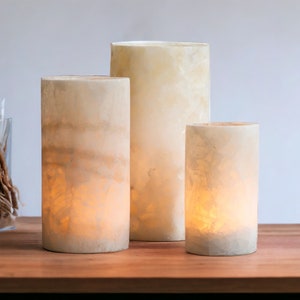 Cylinder Alabaster Candle Holder, Alabaster candle holder, Alabaster stone, natural stone