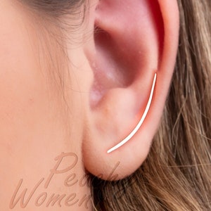 Sterling Silver Climber Earrings - Handmade and Comfortable Pair of Silver Crawler Earrings - Hypoallergenic 22 gauge Stud Earring