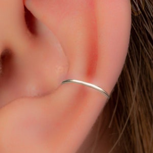 Silver Conch Ring 20 Gauge - 925 Silver Conch Hoop Earring - Adjustable Conch Ear Piercing Jewelry