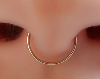 Thin Septum Ring 24 Gauge - Gold Filled  - Hypoallergenic Septum Piercing for Women - 8mm - Thin Gold Filled Septum - Handmade Body Jewelry