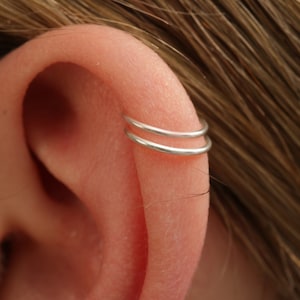 Spiral Helix Ring 925 Silver - 20G Faux Double Hoop Helix Ring - Single Piercing Double Hoop Cartilage Ring