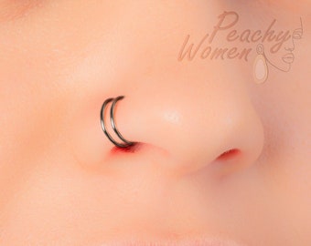 24G Black Nose Ring Hoop Very Thin Delicate Black Niobium Hoop