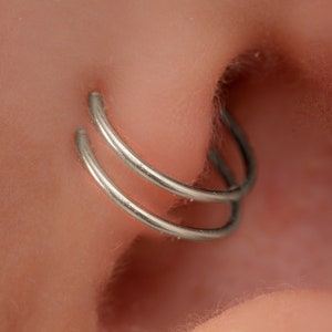 Spiral Twist Ear Ring One Piercing - 20G Tragus Double Ring Hoop - Cartilage Piercings Loop Ring - 925 Sterling Silver Spiral Tragus Rings