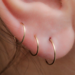 Earrings For Women Set Of 3 Hoops - 6mm 8mm 10mm Ear Hoops 14k Gold Filled - Handmade Huggie Earrings Jewelry