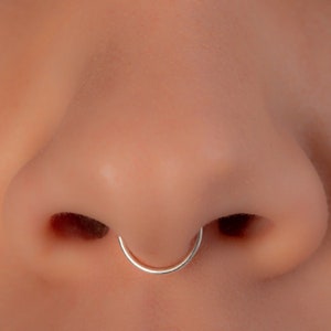 Dainty Septum Ring 18G - Small 925 Silver Septum Piercing 8mm - Handmade Nose Jewelry For Women