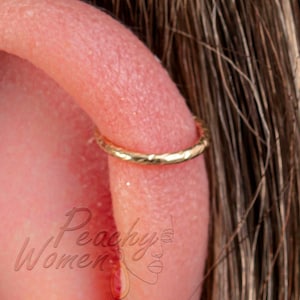 Hammered Helix Hoop 20 Gauge -14k Gold Filled Cartilage Earring - Simple Helix Piercing Ring