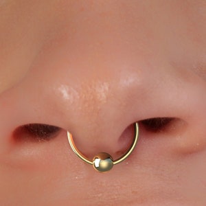 Beaded Fake Septum Ring Hoop 14k Gold Filled - Faux Septum Hoop Adjustable Ring - No Piercing Needed Septum Jewelry