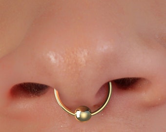 Beaded Fake Septum Ring Hoop 14k Gold Filled - Faux Septum Hoop Adjustable Ring - No Piercing Needed Septum Jewelry