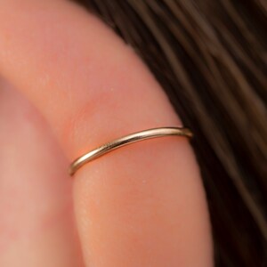 Gold Cartilage Earring Piercing - 20 Gauge 14k Gold Filled Helix Ear Ring - 7mm Cartilage for Women Men Unisex