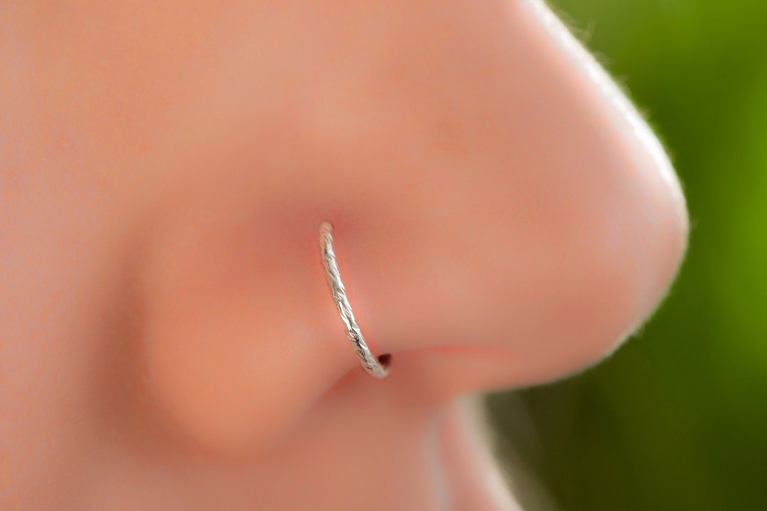 925 Silver Dainty Nose Ring for Women 20G Nose Hoop 7mm 0.2 Inches Tiny