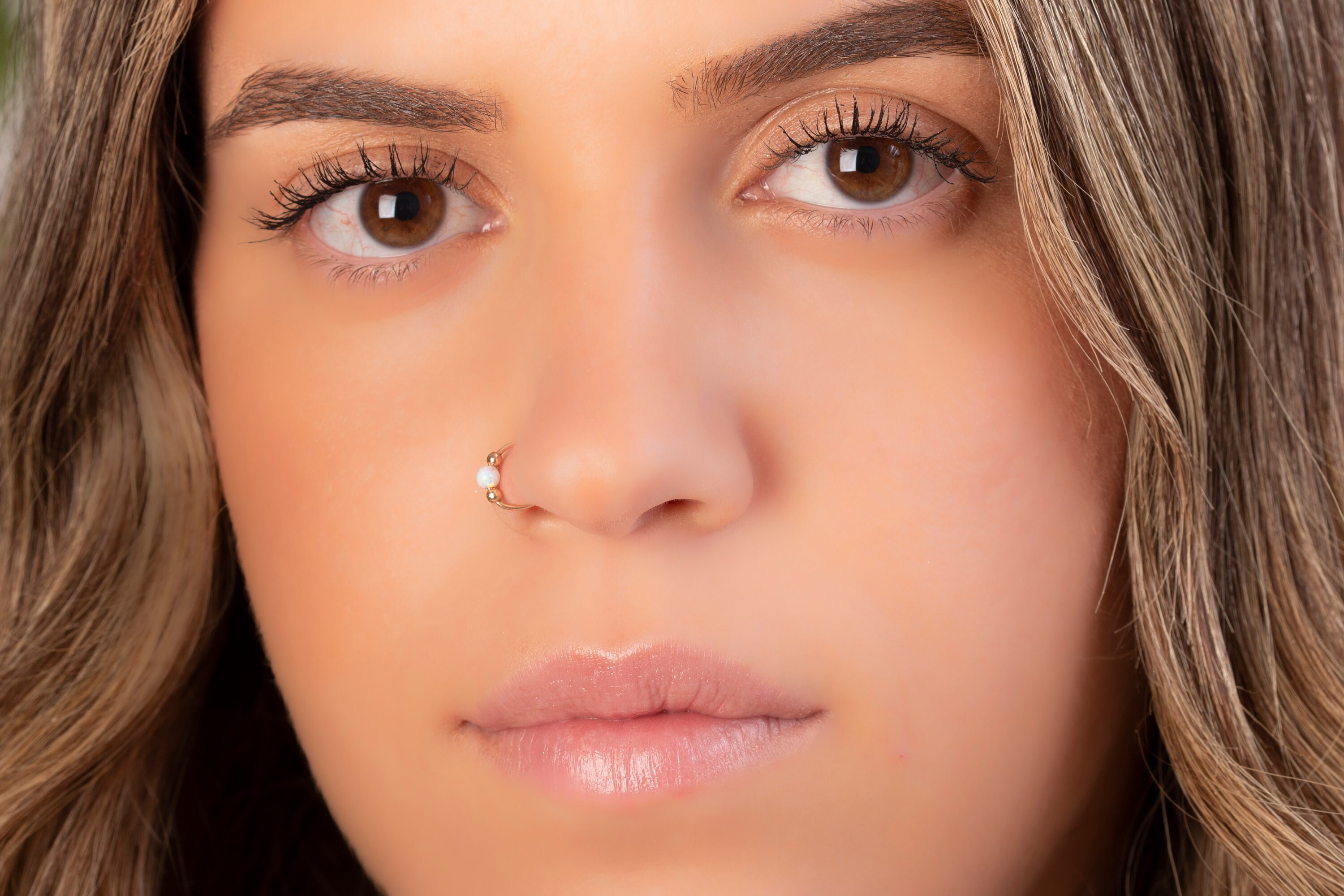 Nose Ring 20 Gauge 14K Gold Filled Nose Ring Hoop With White Etsy