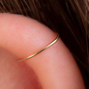 Helix Hoop Earring 24 Gauge Gold Filled Cartilage Ring - Simple Helix Piercing - 24g Hypoallergenic Ear Jewelry for Women