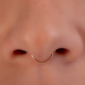 Fake Septum Ring 20 Gauge Gold Filled Faux Septum Hoop - Simple Non Piercing Septum 20g - Hypoallergenic False Septum Rings