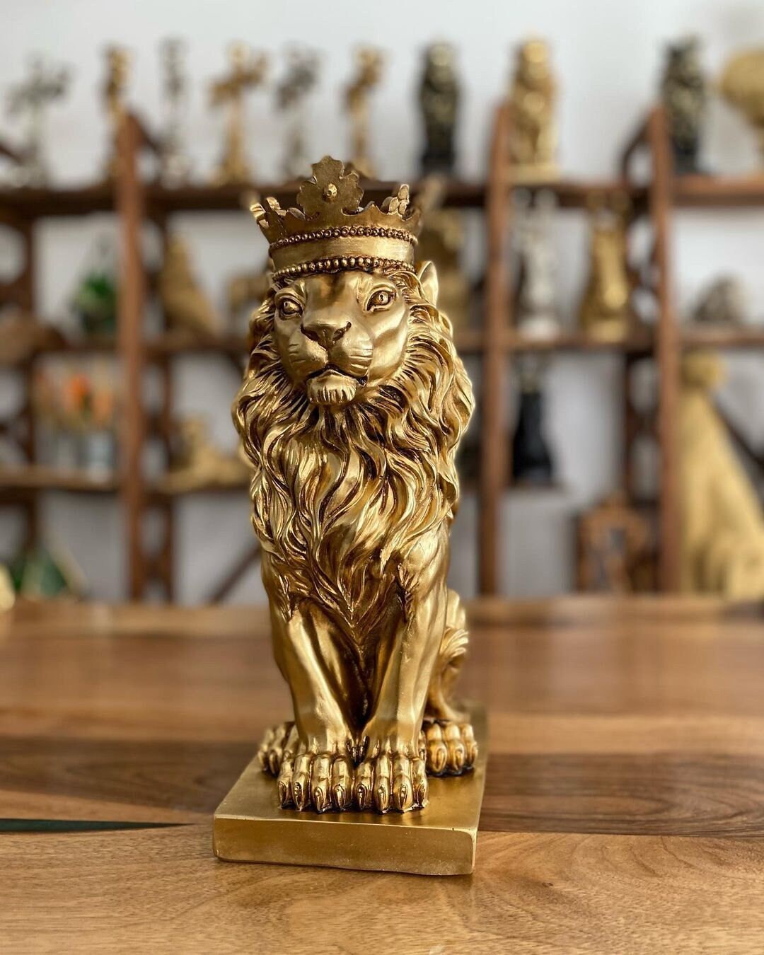 Crowned Lion Statue Gold And Black Home Decor Lion Decor Etsy Il 1080xN.4018961790 1nd1 