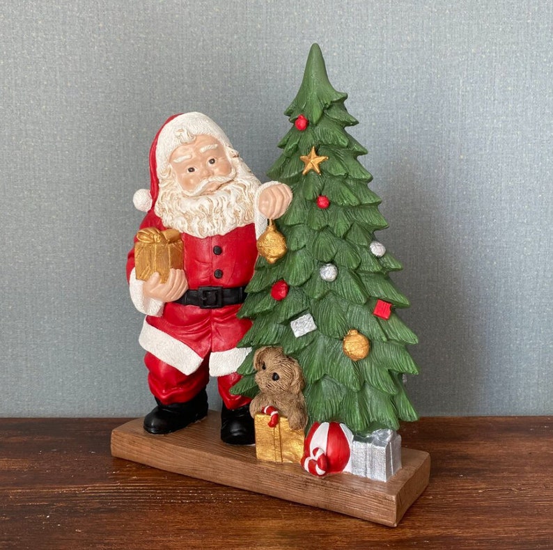 Santa Claus Statue With Tree Christmas Gift Christmas Etsy