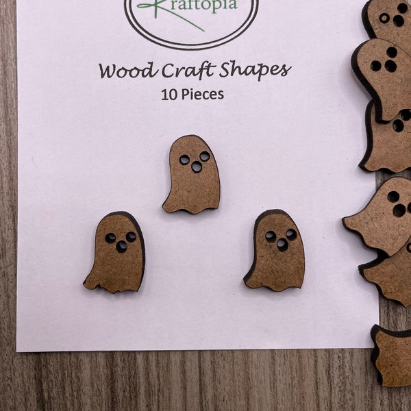 Ghost MDF Craft Shapes - Pk of 10 / Wooden Craft Decorations / MDF Blanks / Embellishments * Halloween * Gothic, Goth, Gothic Crafts, Blanks