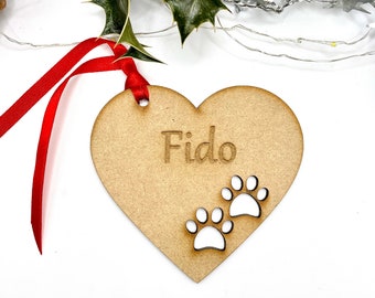 Personalised Pet Memorial Heart Ornament, Cat/Dog Remembrance Ornament, Pet Memorial, Pet Christmas Bauble, Personalised Pet Gift, Pet Gift