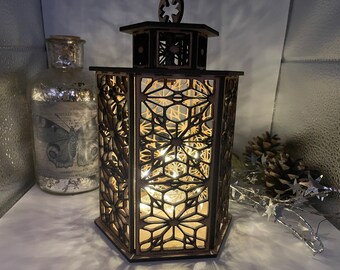 Flower Lantern Night Light Kit – DIY MDF Candle Holder, Home Decor