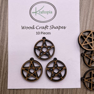 Pentacle MDF Craft Shapes - Pk of 10 / Earring Blanks / Decorations / MDF Blanks * Pagan * Witch * Wicca * Magic * Mystical * Pentagram *