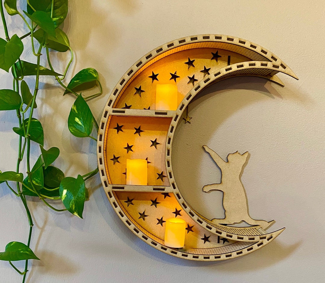 Moon Shelf, Wall Decor, Crystal Shelf, Crystal Shelving, Crescent Moon