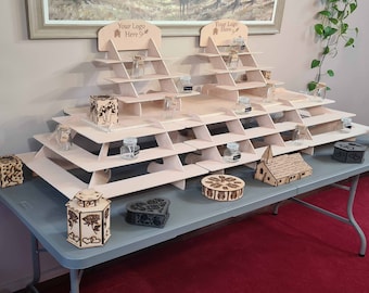 Portable Craft Display Stand, Shop POS Countertop Display, Wood Shelving