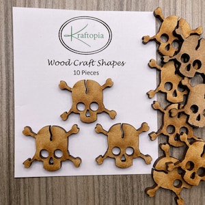 Pirate Skull & Crossbones Blank Craft Shapes - Pk of 10 / Earring Blanks / Decorations / DIY /MDF Blanks * Pirate * Crossbones * Jolly Roger