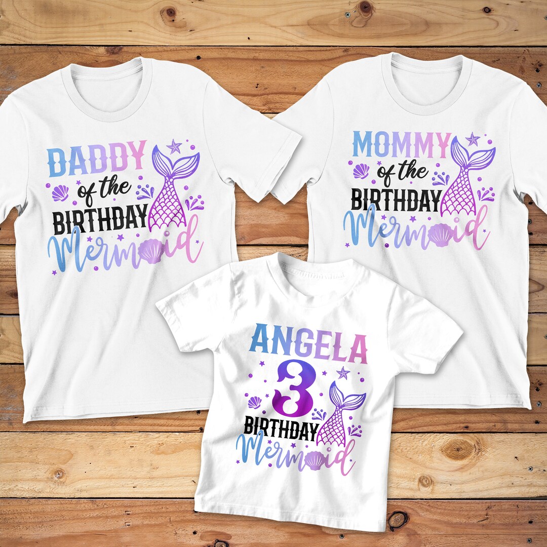 Birthday Mermaid Shirts Mermaid Girl Birthday Party Mom Dad Etsy