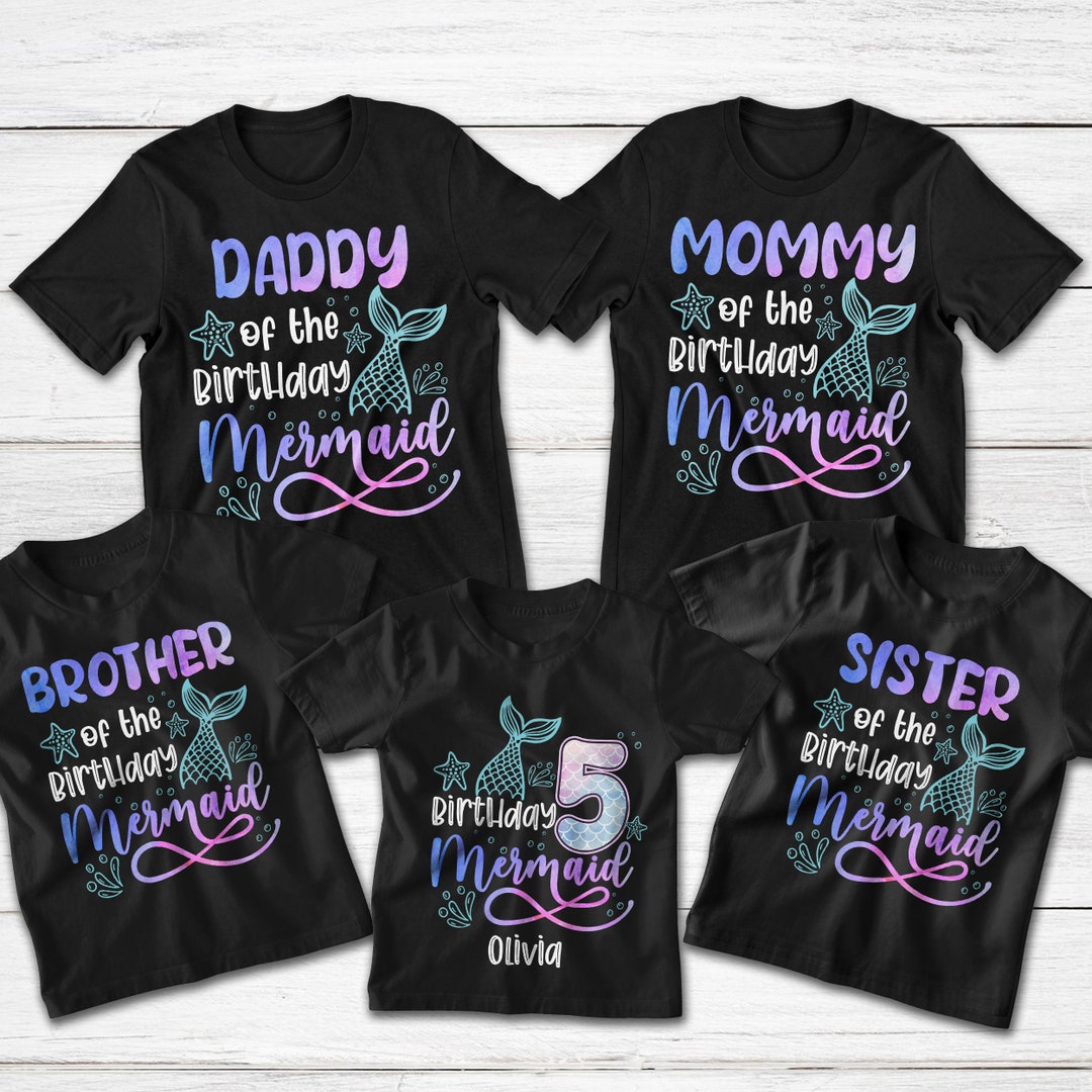 Mermaid Girl Birthday Party Shirt, Mermaid Family Shirts, Birthday