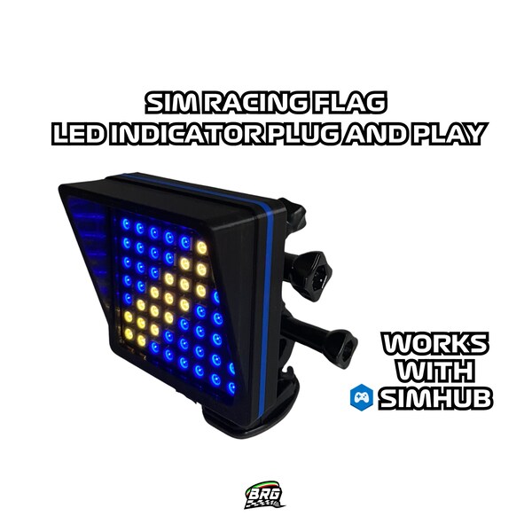 BRG Simracing Led Flag Indicator, 64 LEDs, Plug and Play