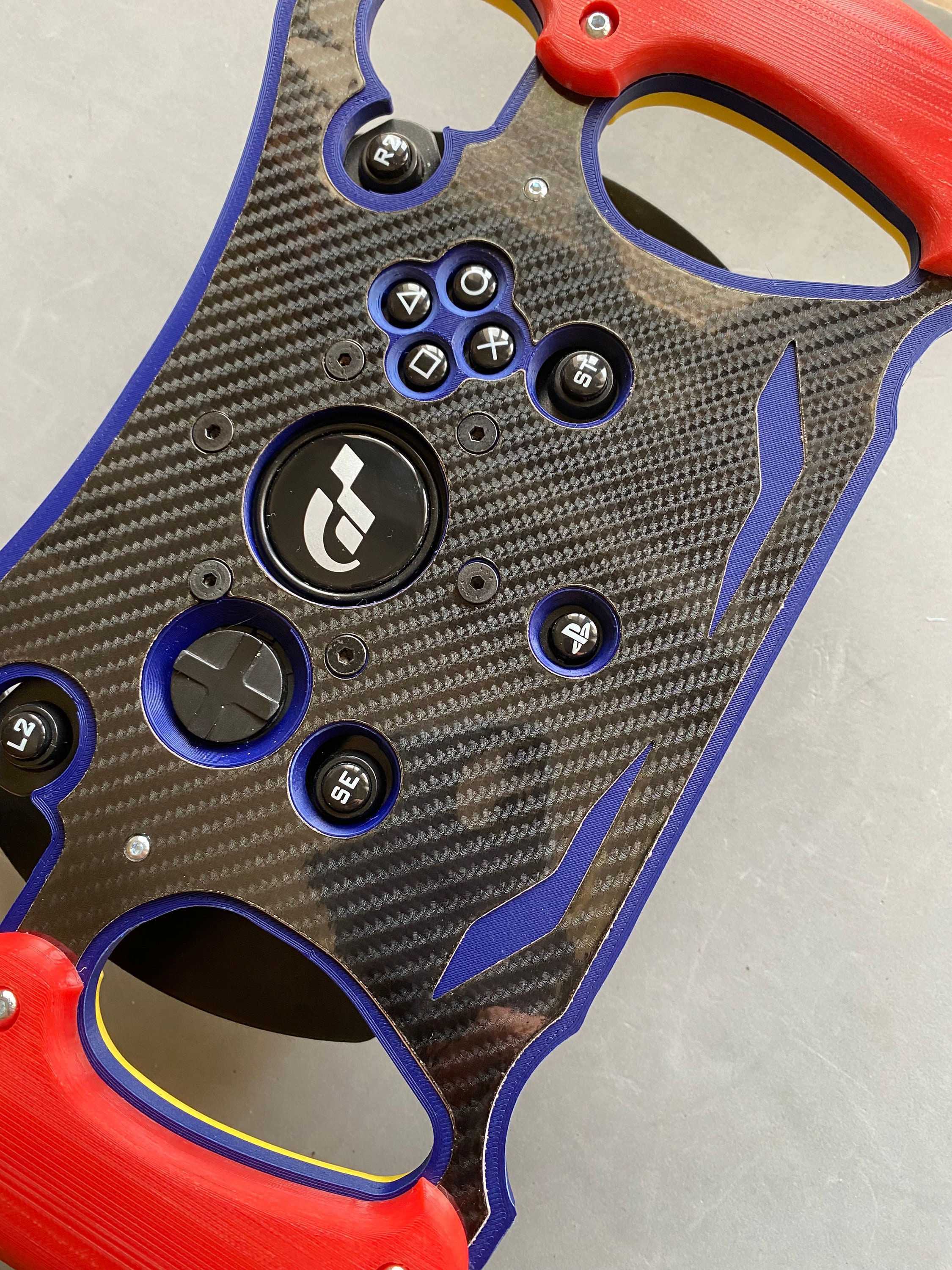 Red Bull Version McLaren GT3 Open Wheel Mod for Thrustmaster T300/RS GT.  With suede and 10+ colours