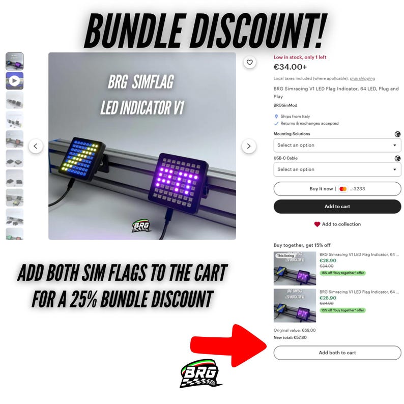 BRG Simracing V1 LED Flag Indicator, 64 Leds, Plug and Play - Etsy