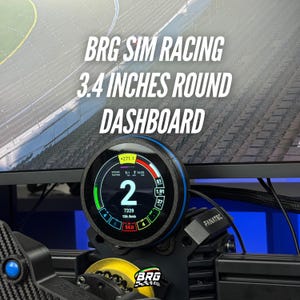 BRG Simracing Round Dashboard 3.4 Inch Screen – Compact Design, 16 LEDs, Plug and Play