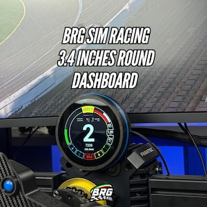 BRG Simracing Round Dashboard 3.4 Inch Screen – Compact Design, 16 LEDs, Plug and Play