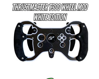 Mod de volante F1 versión blanca para Thrustmaster T300/RS GT. Con gamuza y más de 10 colores.